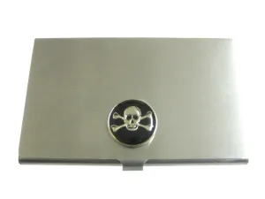 Large Round Black Skull Pendant Business Card Holder