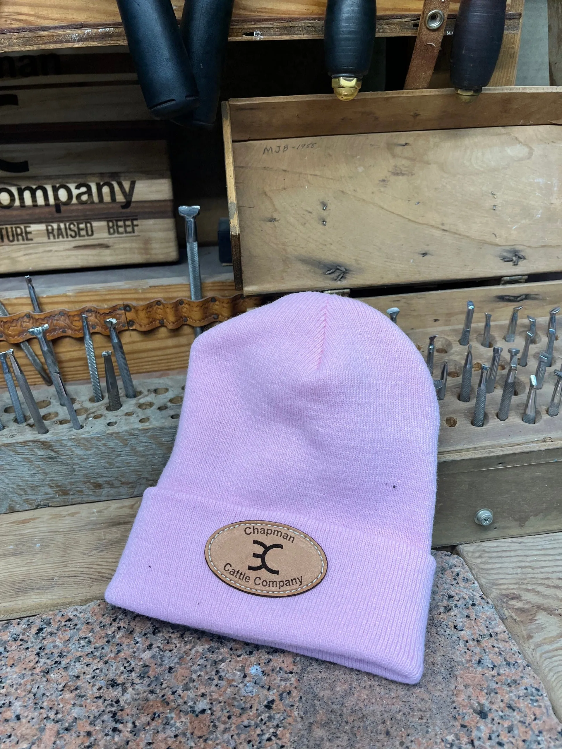 Leather Patch Beanie