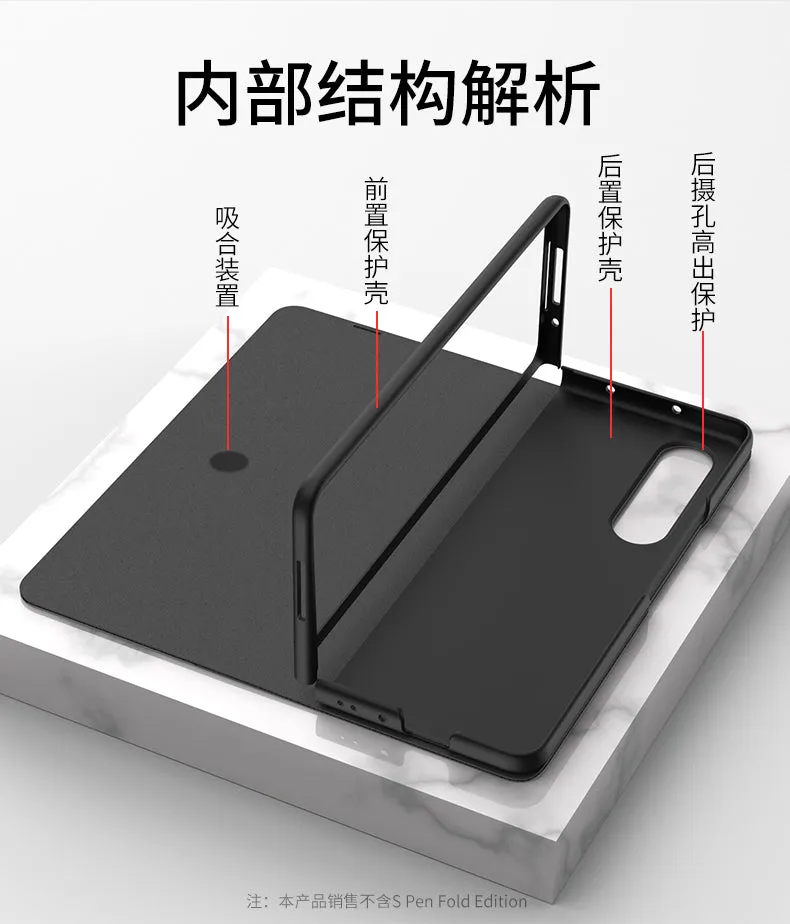 Leather Pen Holder Case For Samsung Galaxy Z Fold 3 5G Anti-knock All-included Protection Cover For Samsung Z Fold3 5G Case