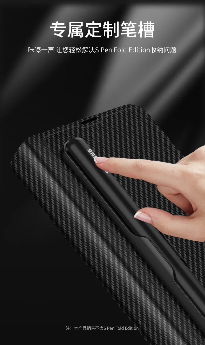Leather Pen Holder Case For Samsung Galaxy Z Fold 3 5G Anti-knock All-included Protection Cover For Samsung Z Fold3 5G Case