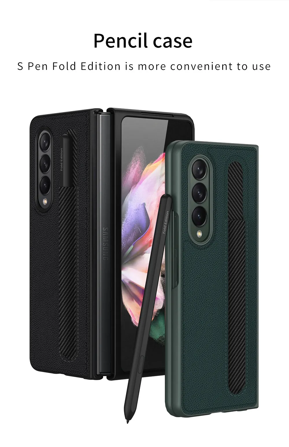 Leather Pen Slot Bag Case For Samsung Galaxy Z Fold 3 5G Ultra-thin Anti-knock Protection Cover For Samsung Z Fold3 5G Case