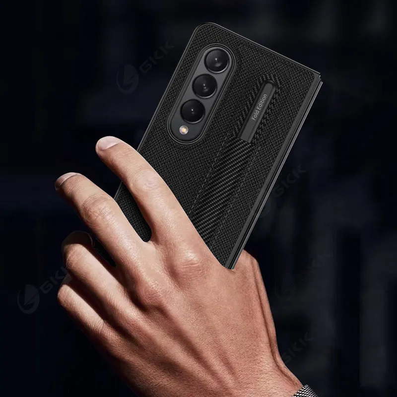Leather Pen Slot Bag Case For Samsung Galaxy Z Fold 3 5G Ultra-thin Anti-knock Protection Cover For Samsung Z Fold3 5G Case