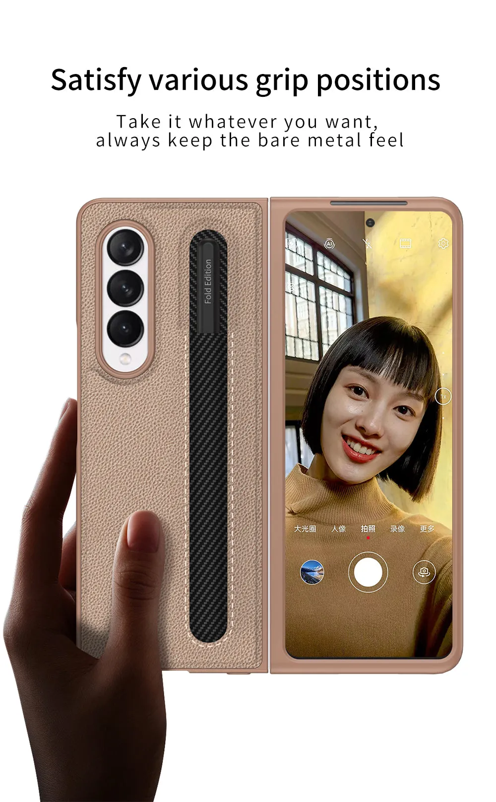 Leather Pen Slot Bag Case For Samsung Galaxy Z Fold 3 5G Ultra-thin Anti-knock Protection Cover For Samsung Z Fold3 5G Case