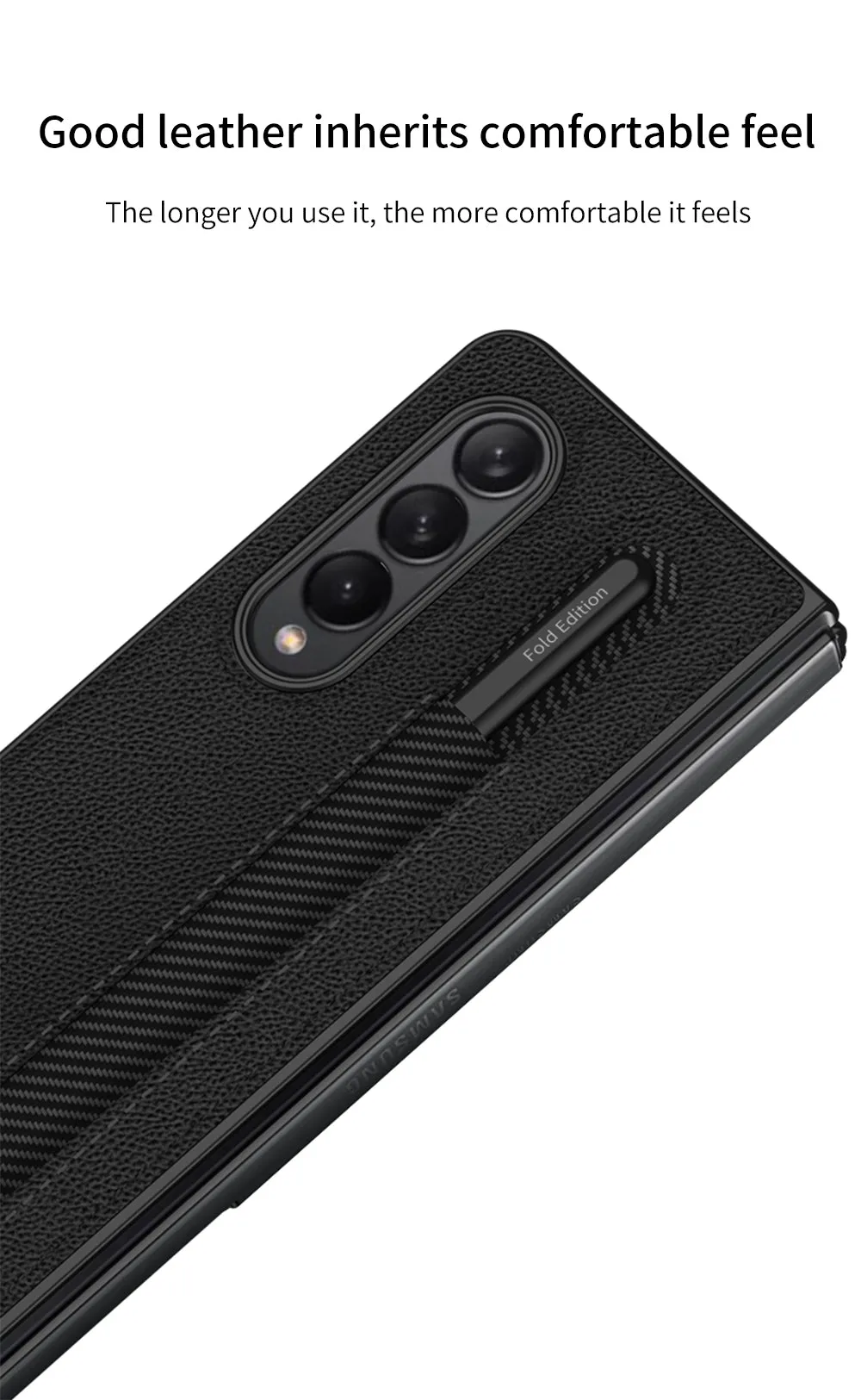 Leather Pen Slot Bag Case For Samsung Galaxy Z Fold 3 5G Ultra-thin Anti-knock Protection Cover For Samsung Z Fold3 5G Case