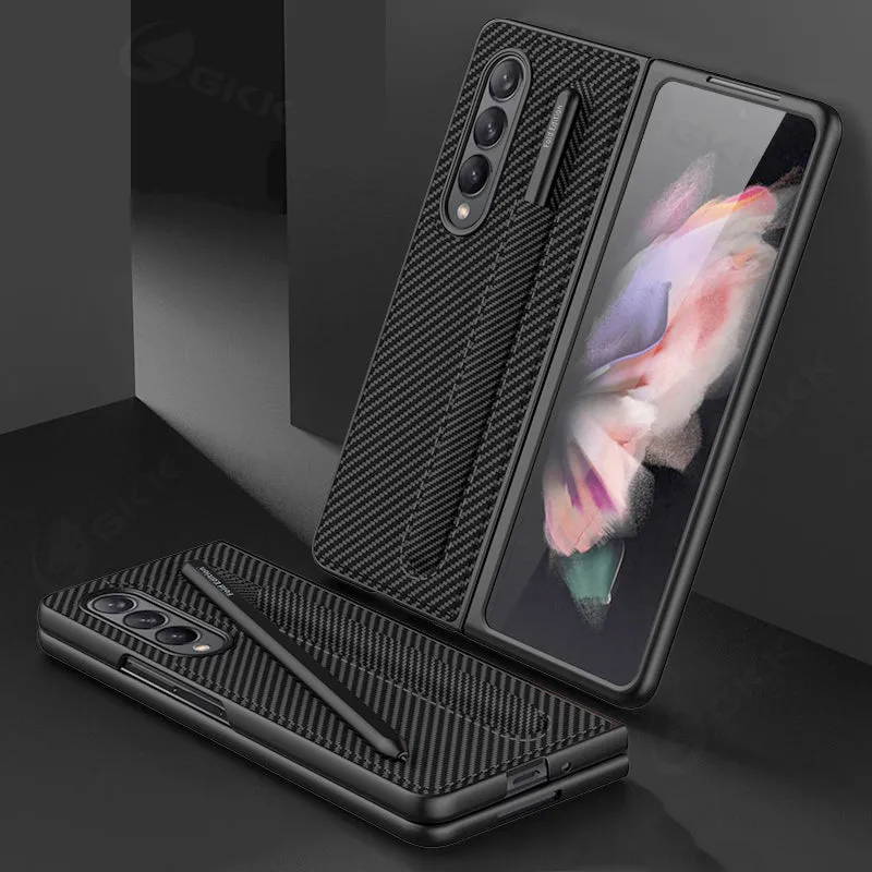 Leather Pen Slot Bag Case For Samsung Galaxy Z Fold 3 5G Ultra-thin Anti-knock Protection Cover For Samsung Z Fold3 5G Case