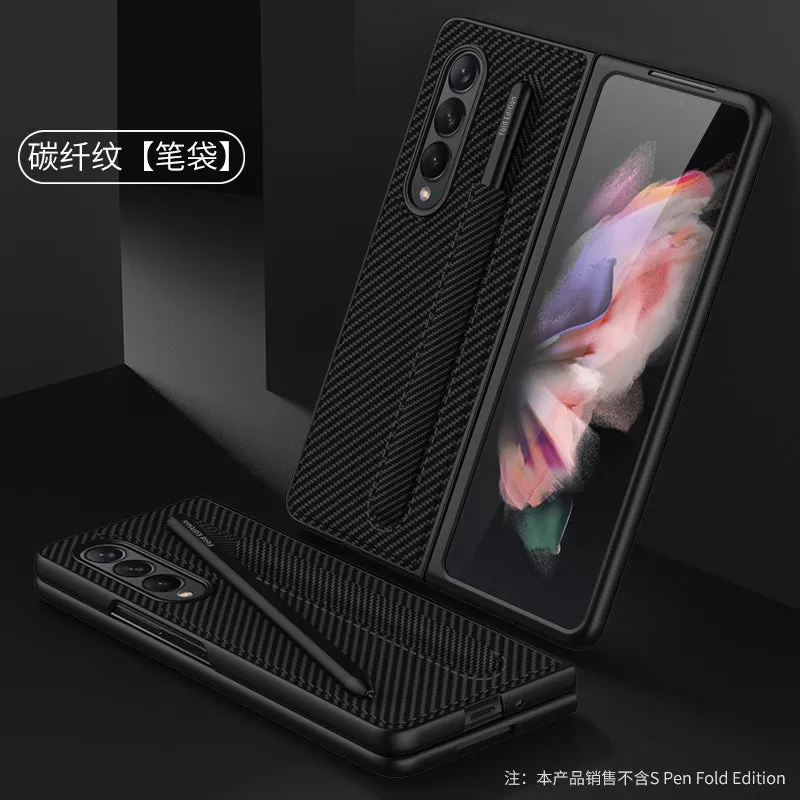 Leather Pen Slot Bag Case For Samsung Galaxy Z Fold 3 5G Ultra-thin Anti-knock Protection Cover For Samsung Z Fold3 5G Case