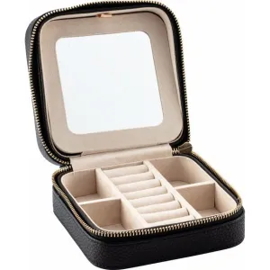 Leatherette Jewelry Case with Mirror - Black, Brown, Pink, or Cream