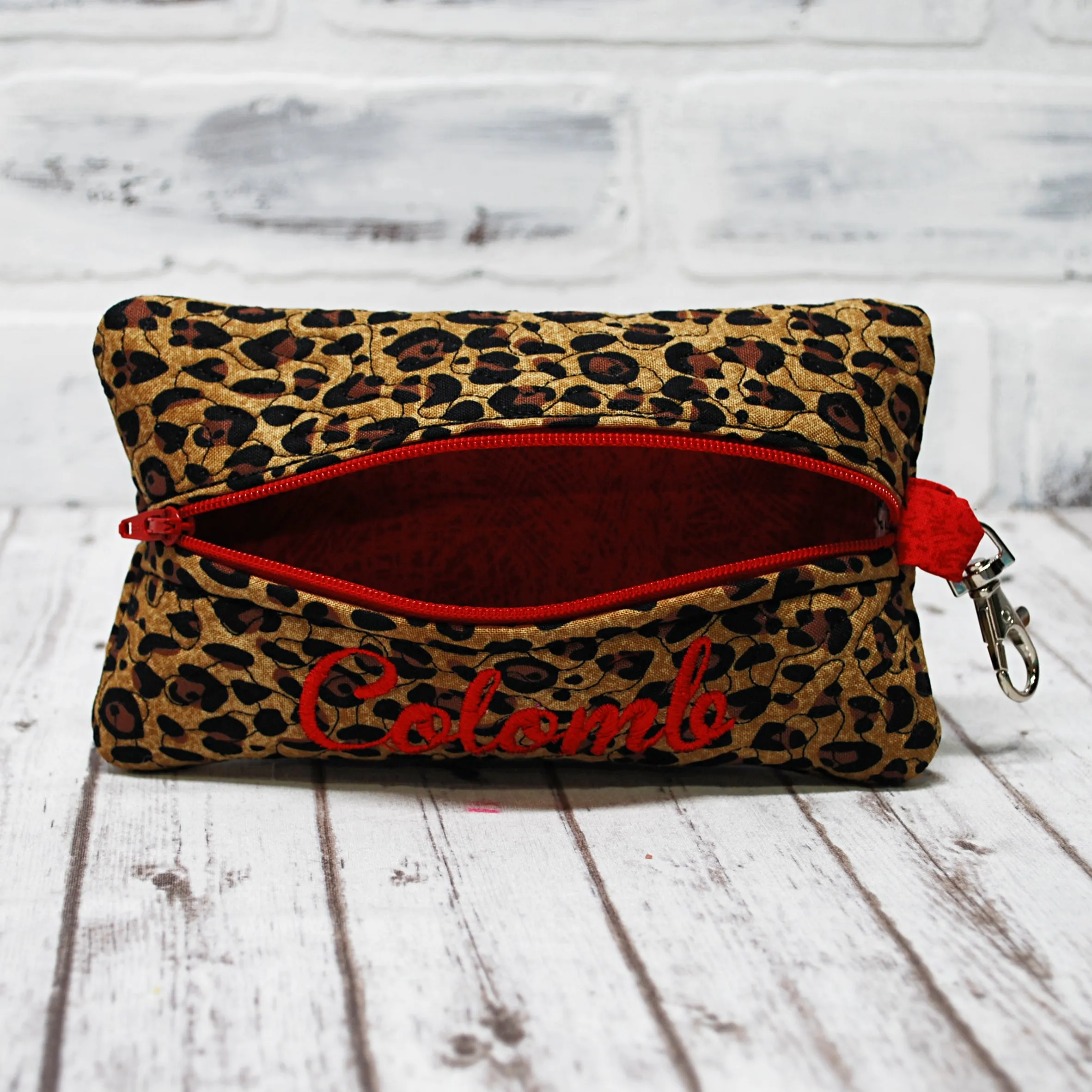 Leopard Print Personalized Quilted Pouch