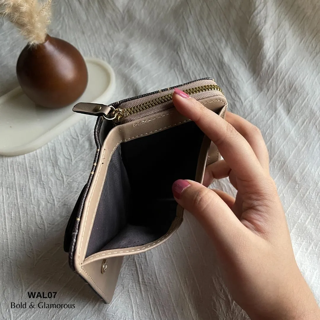 Letter Short Wallet | WAL07 | Black Beige