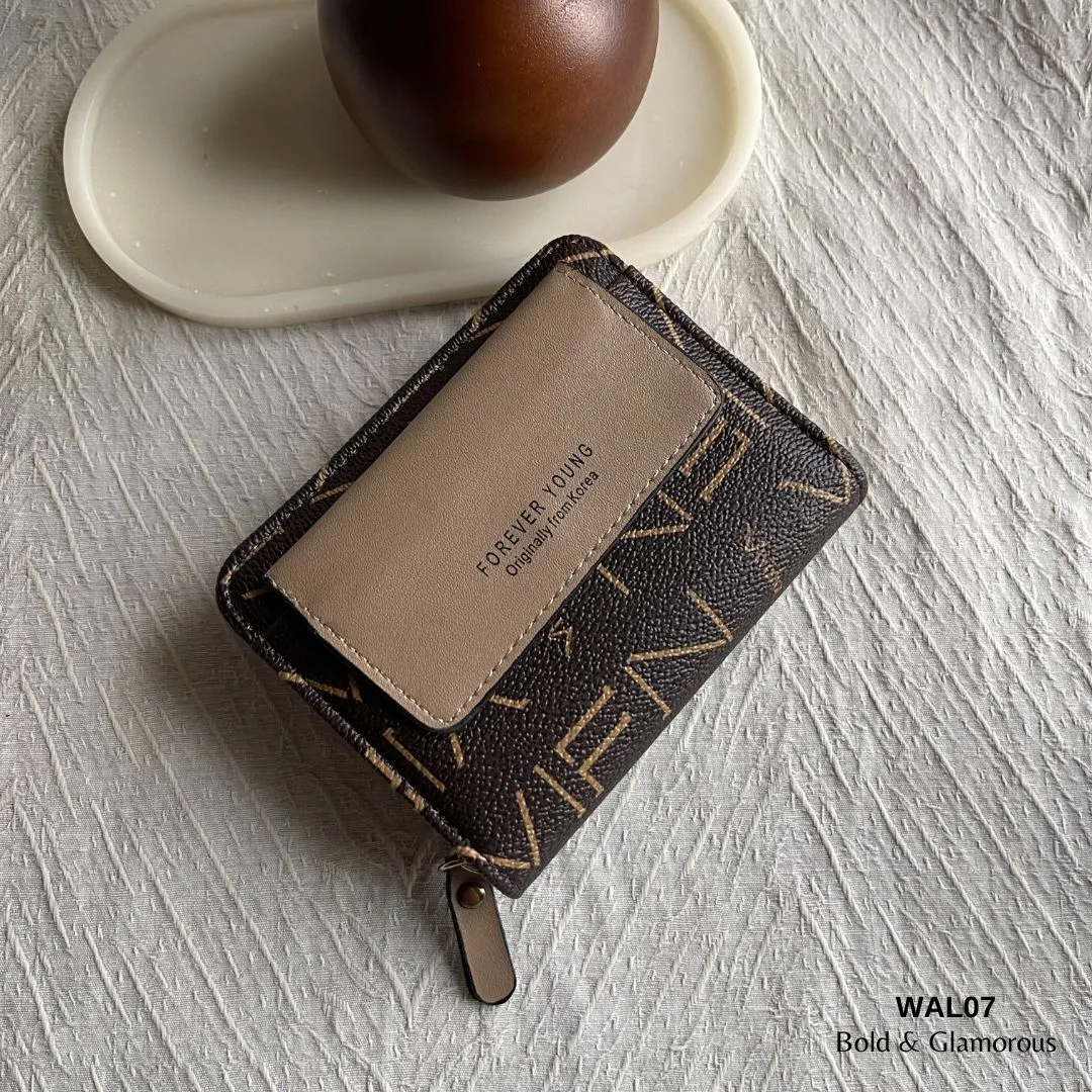 Letter Short Wallet | WAL07 | Black Beige