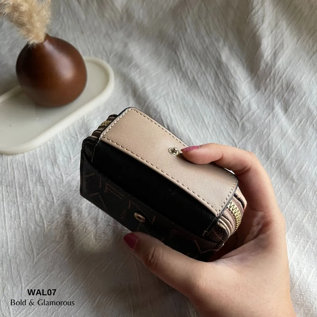 Letter Short Wallet | WAL07 | Black Beige