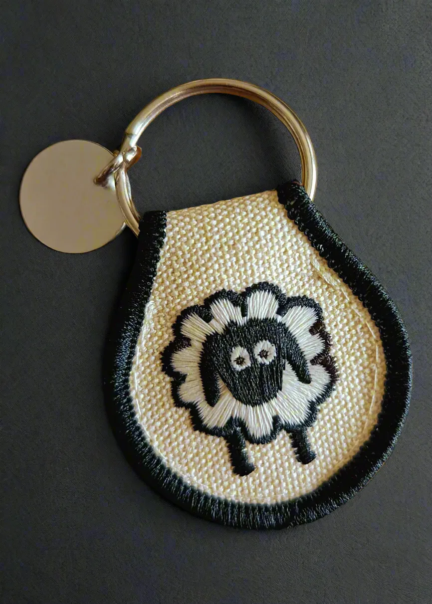 Lil Bo Sheep Embroidered Patch Keychain