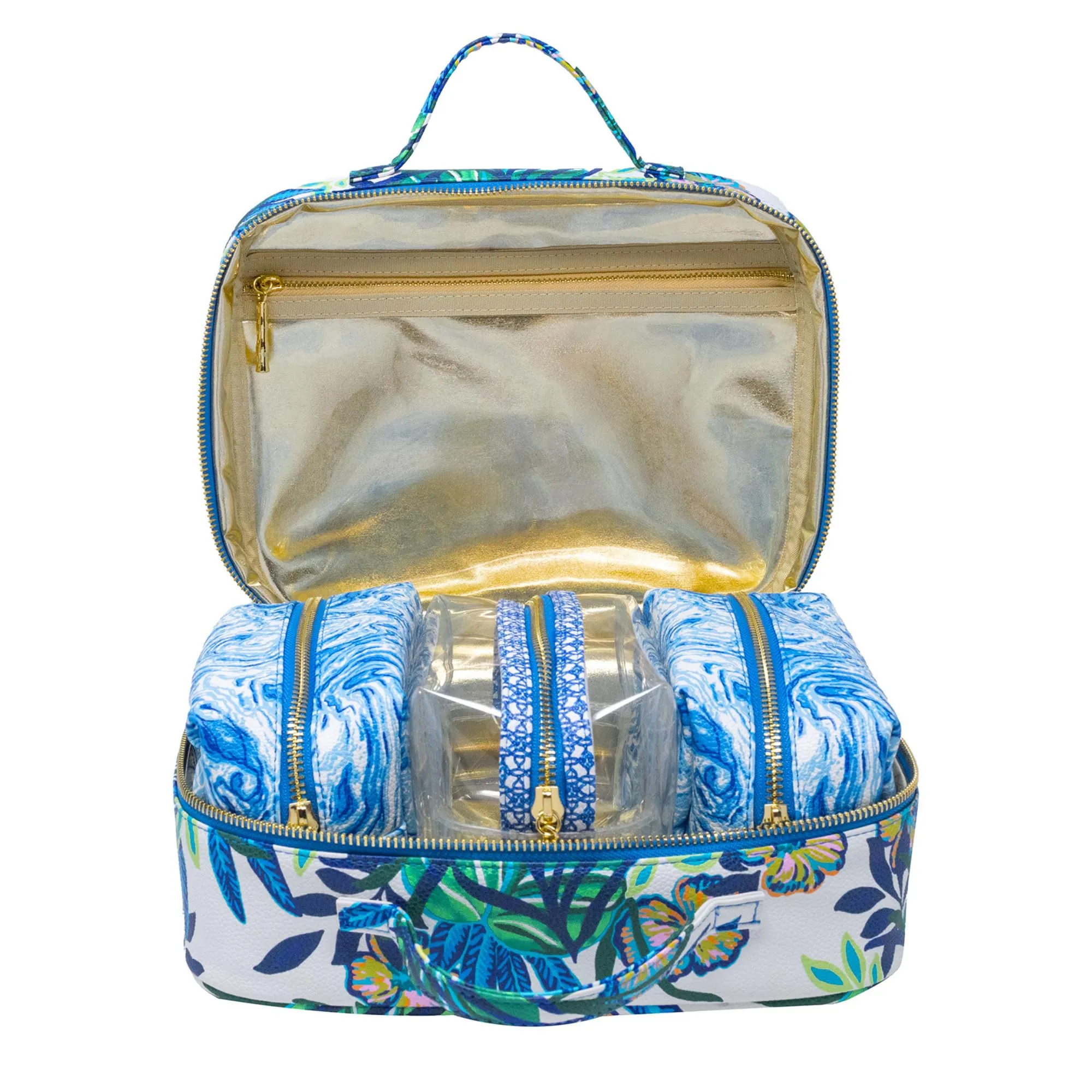 Lilly Pulitzer 4 Piece Travel Toiletry Bag, Cute Luggage Case for Adults, Zipper Pouch Set for Cosmetics, Small Pouch Bag for Supplies, Makeup or Toiletries (The Hottest Spot)