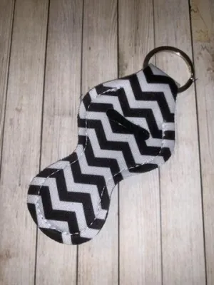 Lip Balm Holder Key Chain - Black Chevron