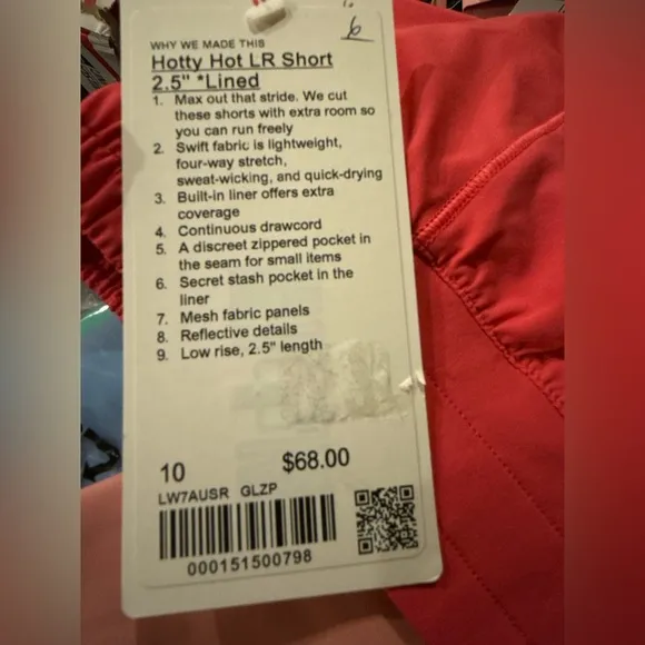 Lululemon Hotty Hot Low-Rise Lined Short 2.5&quot; Glaze Pink