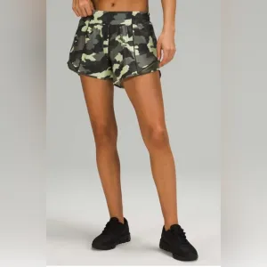 Lululemon Hotty Hot Low Rise Short 4&quot; Camo Crispin Green Multi / Medium Olive