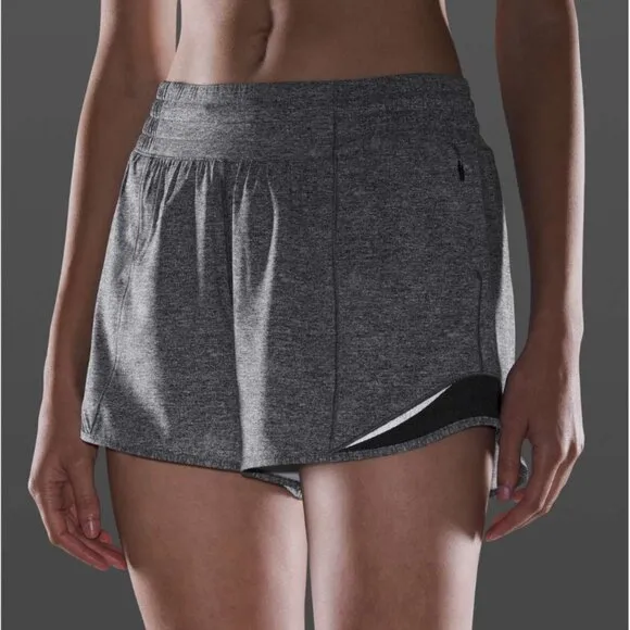 Lululemon Hotty Hot Short *High-Rise Long 4&quot; Heather Lux Multi Black