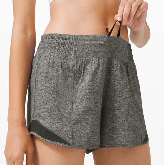 Lululemon Hotty Hot Short *High-Rise Long 4&quot; Heather Lux Multi Black