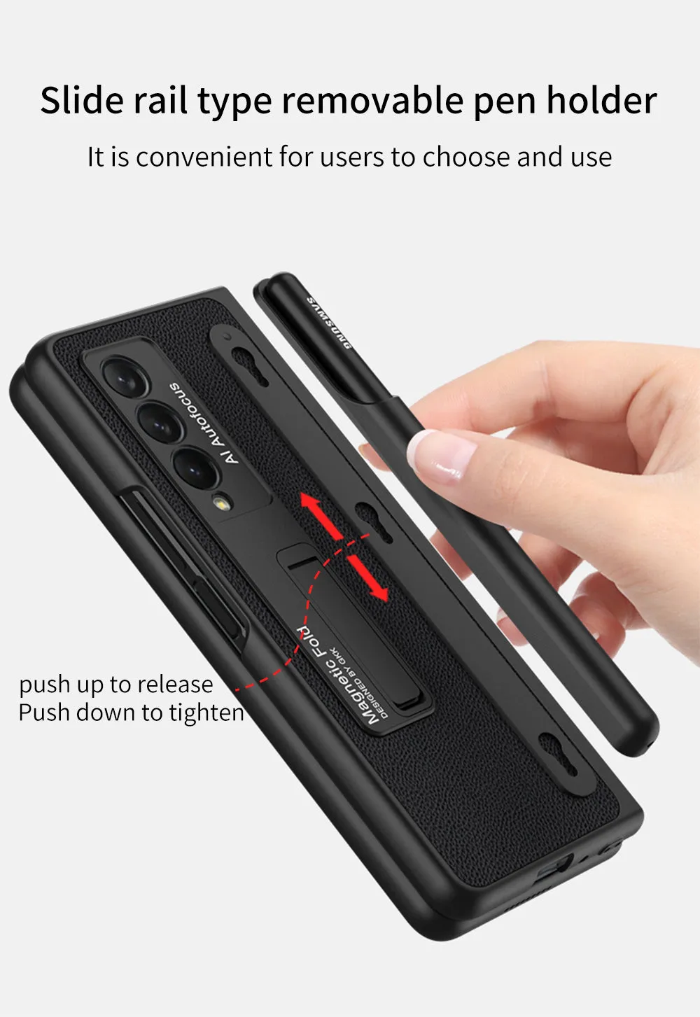 Luxury Leather All-included Protection Cover For Samsung Galaxy Z Fold 3 Case Pen Holder Stander Plastic For Galaxy Z Fold3