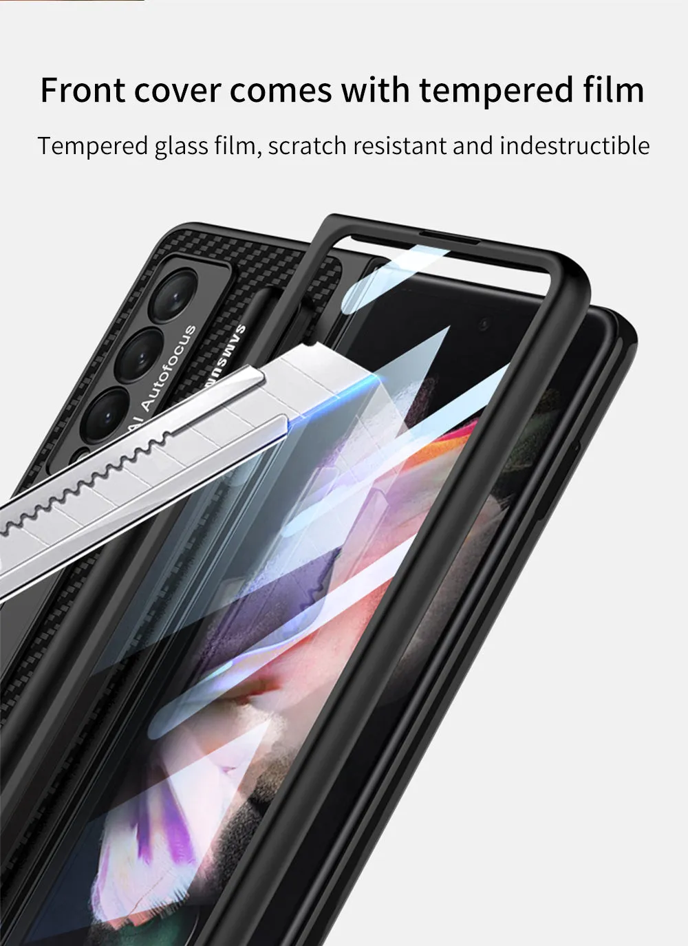 Luxury Leather All-included Protection Cover For Samsung Galaxy Z Fold 3 Case Pen Holder Stander Plastic For Galaxy Z Fold3