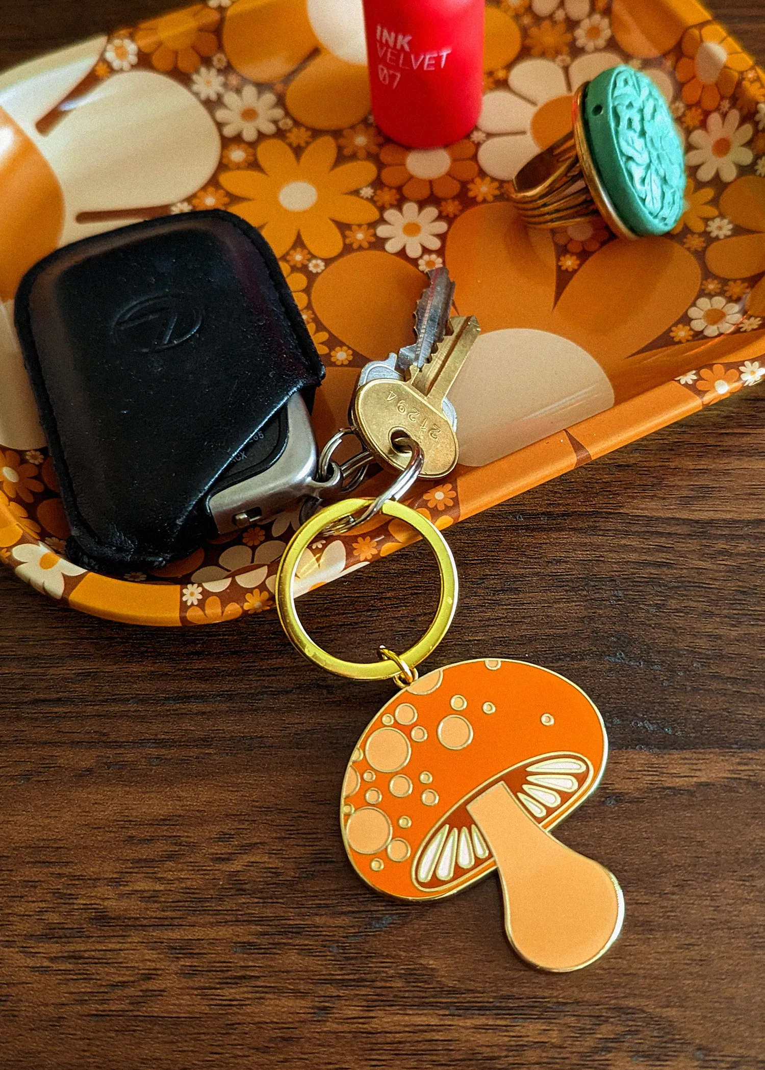 Magic Mushroom Enamel Keychain
