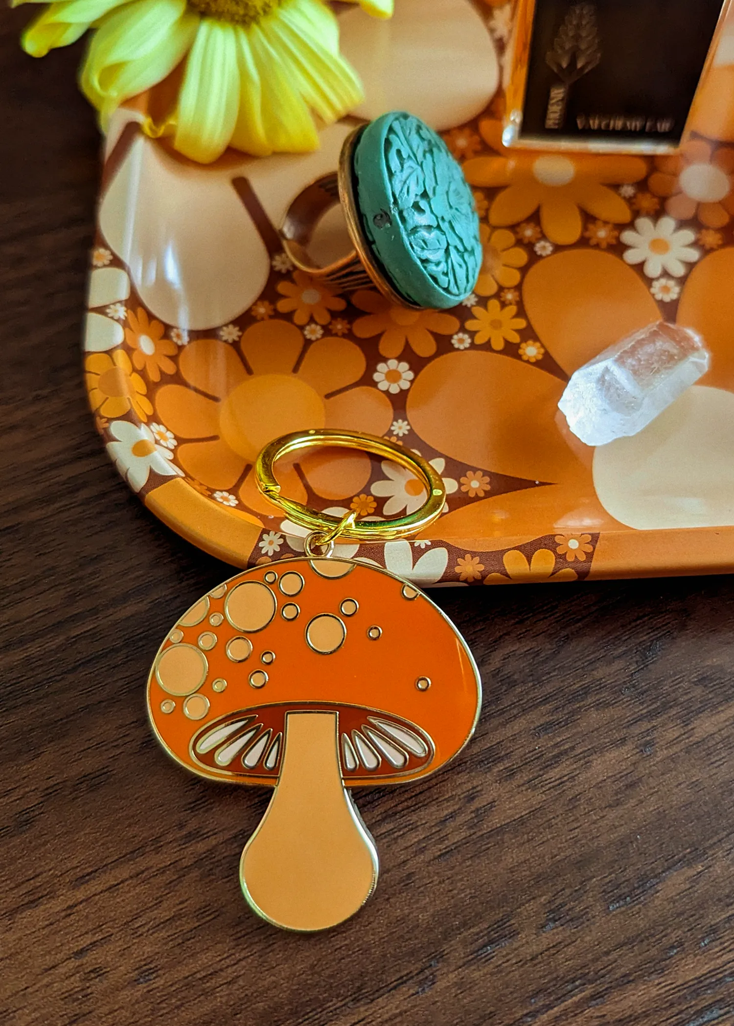 Magic Mushroom Enamel Keychain