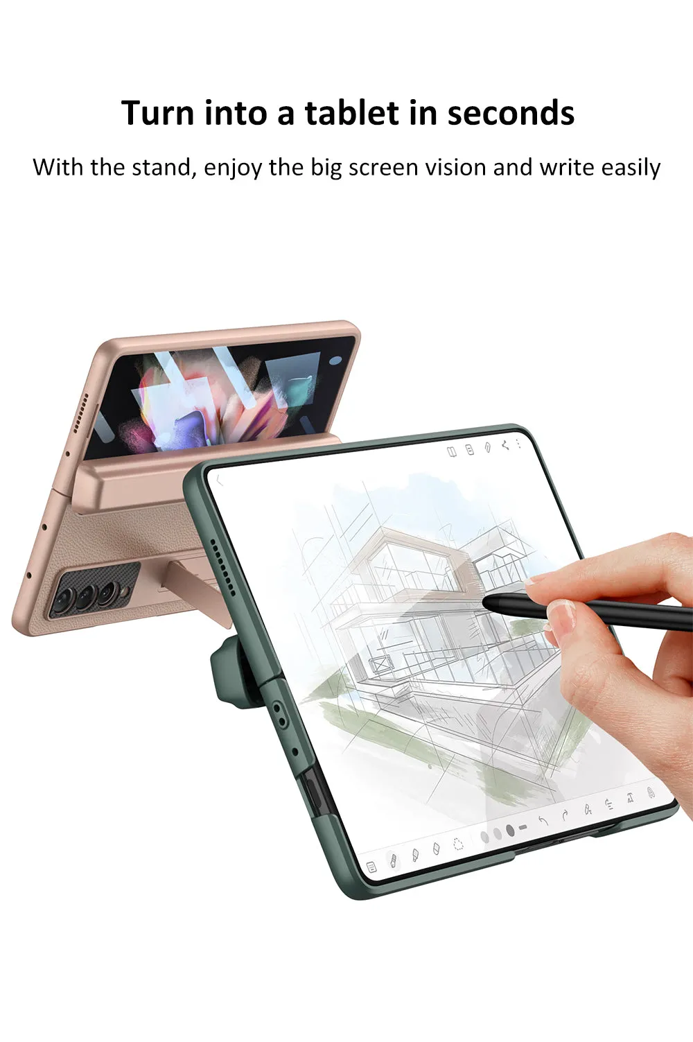 Magnetic Leather Screen Glass All-included Cover For Samsung Galaxy Z Fold 3 Pen Case Holder Phone Case For Galaxy Z Fold3