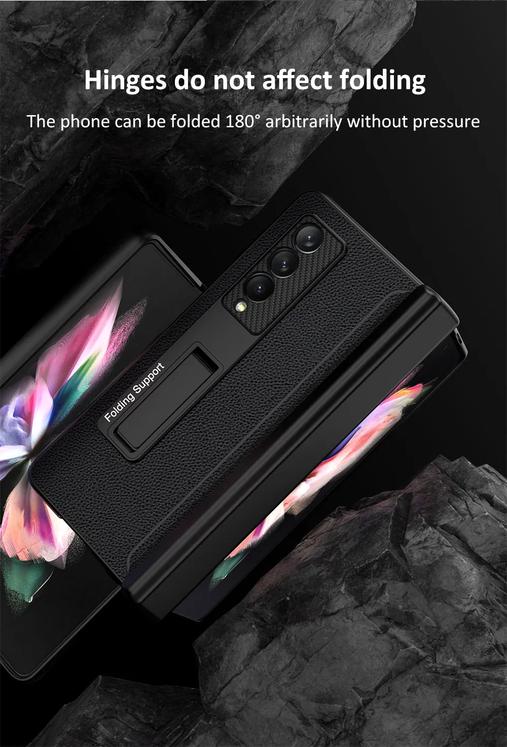 Magnetic Leather Screen Glass All-included Cover For Samsung Galaxy Z Fold 3 Pen Case Holder Phone Case For Galaxy Z Fold3