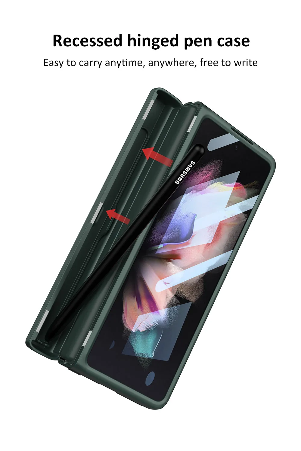 Magnetic Leather Screen Glass All-included Cover For Samsung Galaxy Z Fold 3 Pen Case Holder Phone Case For Galaxy Z Fold3