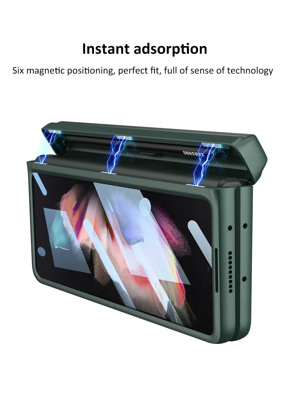 Magnetic Leather Screen Glass All-included Cover For Samsung Galaxy Z Fold 3 Pen Case Holder Phone Case For Galaxy Z Fold3