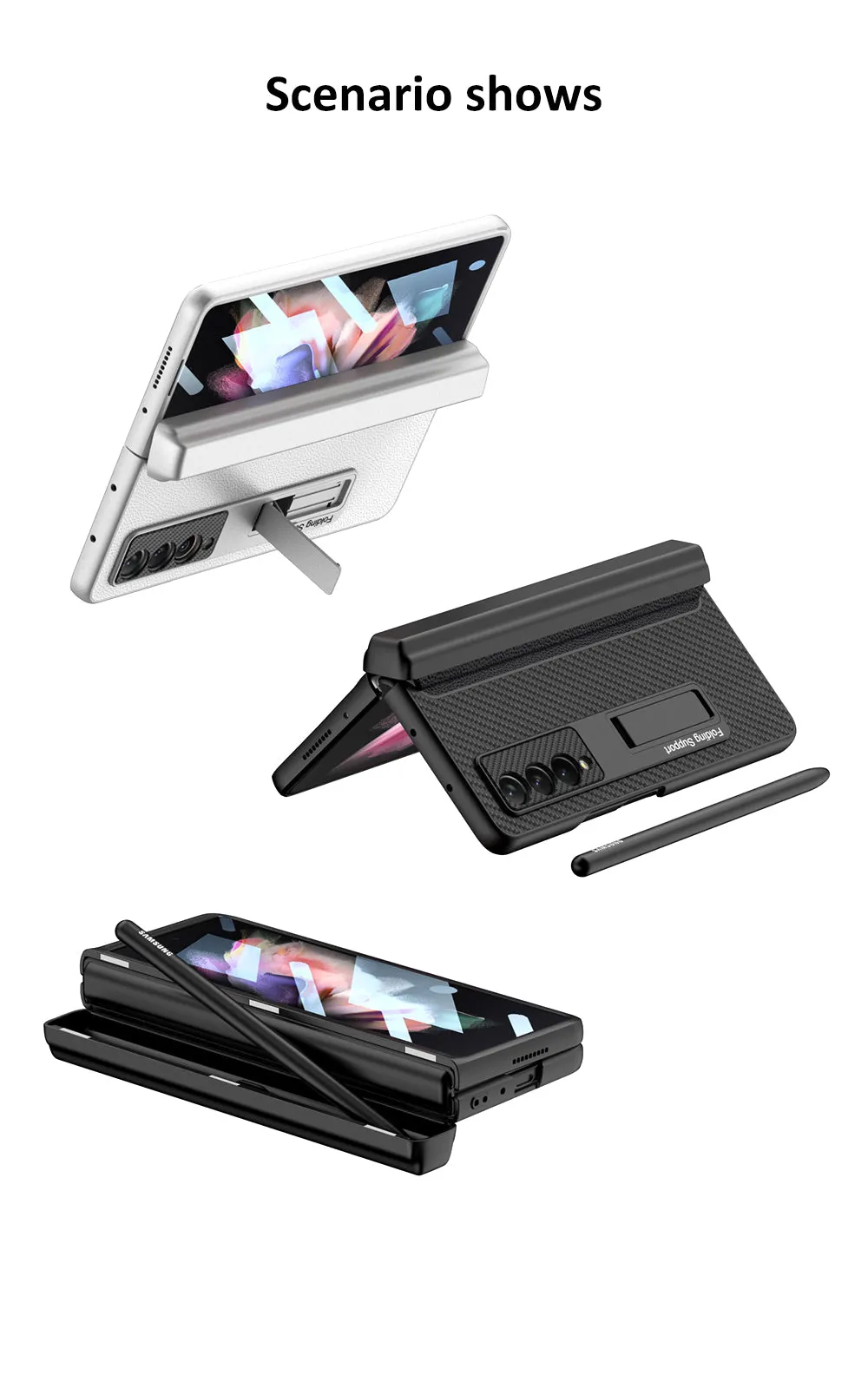 Magnetic Leather Screen Glass All-included Cover For Samsung Galaxy Z Fold 3 Pen Case Holder Phone Case For Galaxy Z Fold3