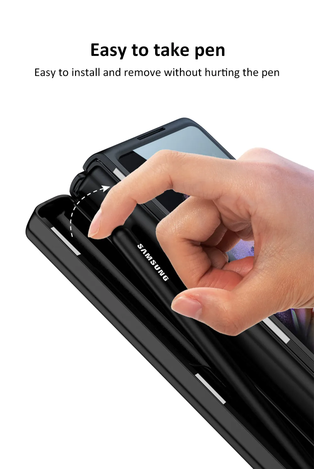 Magnetic Leather Screen Glass All-included Cover For Samsung Galaxy Z Fold 3 Pen Case Holder Phone Case For Galaxy Z Fold3