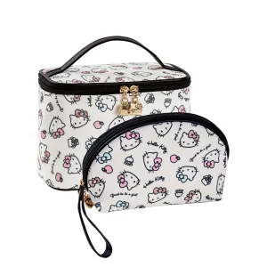 Makeup Bag 2PCS with Large Handle Travel Cube Cosmetic Bags Brush Holder Cute Organizer Suitable for Purse for Women (02 Sweet Apple 2PCS)