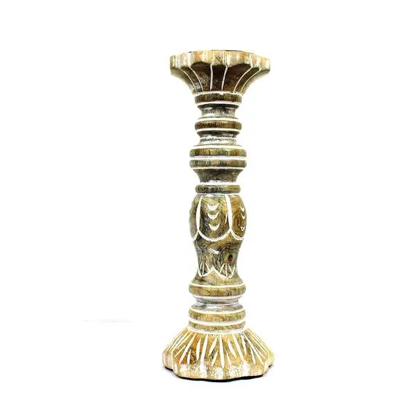 Mango Wood Candle Holder - 12"