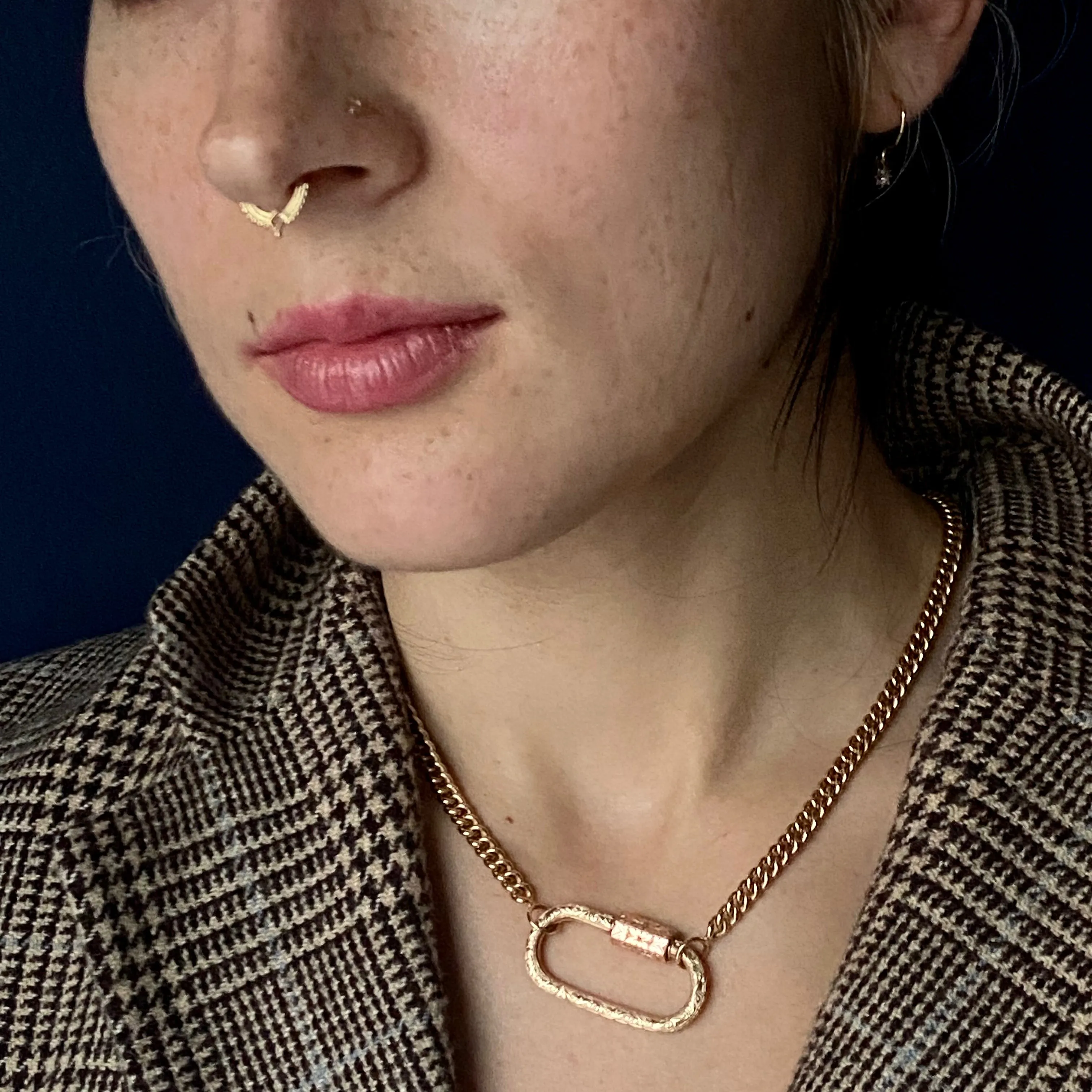 Marla Aaron 14k Yellow and Rose Gold Hand Engraved Regular Lock