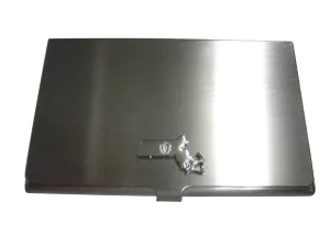 Massachusetts State Map Shape and Flag Design Business Card Holder
