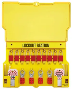 Master Lock® Safety Series Lockout Stations with Key Registration Card, 22in, Anod. Alum 1-Lk, 1483BP1106