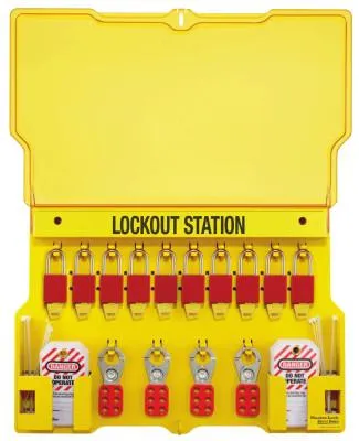 Master Lock® Safety Series Lockout Stations with Key Registration Card, 22in, Anod. Alum 1-Lk, 1483BP1106