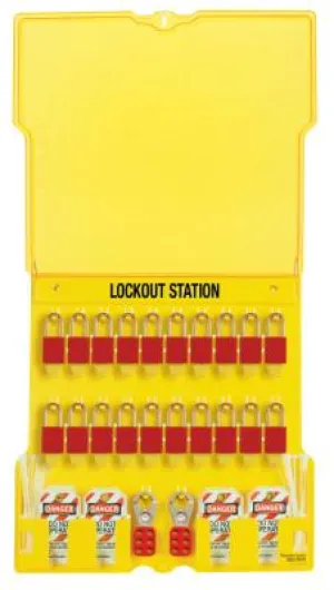 Master Lock Safety Series Lockout Stations with Key Registration Card, 22in, Anod Alum 20-Lk, 1484BP1106