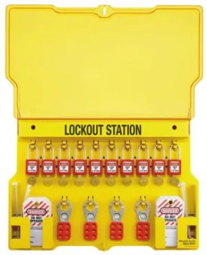 Master Lock® Safety Series Lockout Stations with Key Registration Card, 22in, Zenex 10-Lock, 1483BP410