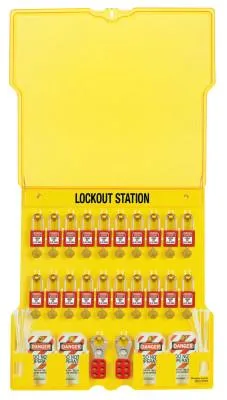 Master Lock® Safety Series Lockout Stations with Key Registration Card, 22in, Zenex, 20-Lock, 1484BP410