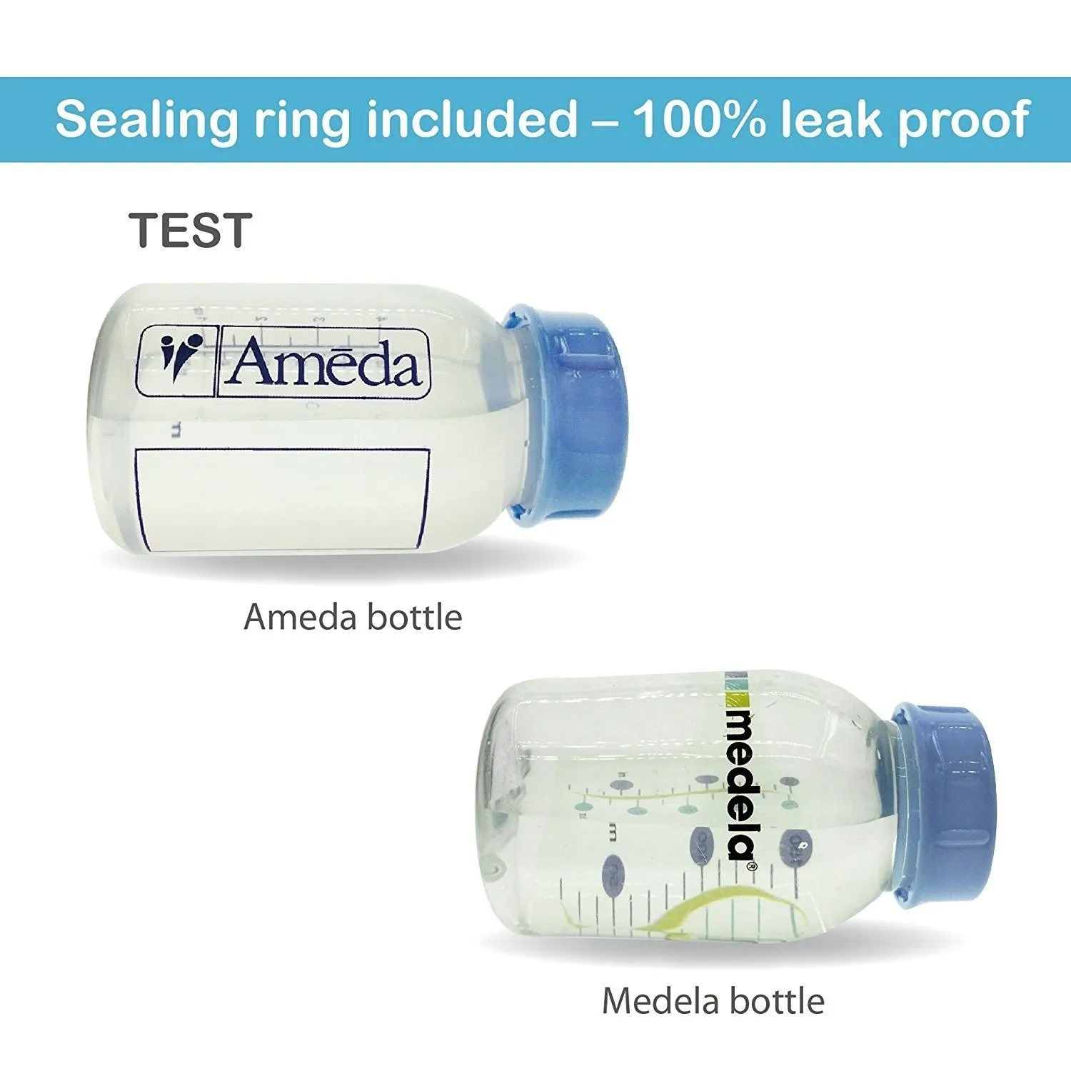 Maymom Solid Lids with Sealing Ring for Standard Sized Bottles; Bottles Lids/Fits Medela Bottles, Ameda, and Small Sized Nuk, Playtex, Gerber Bottles, Lifefactory Bottle (8pc/pk)