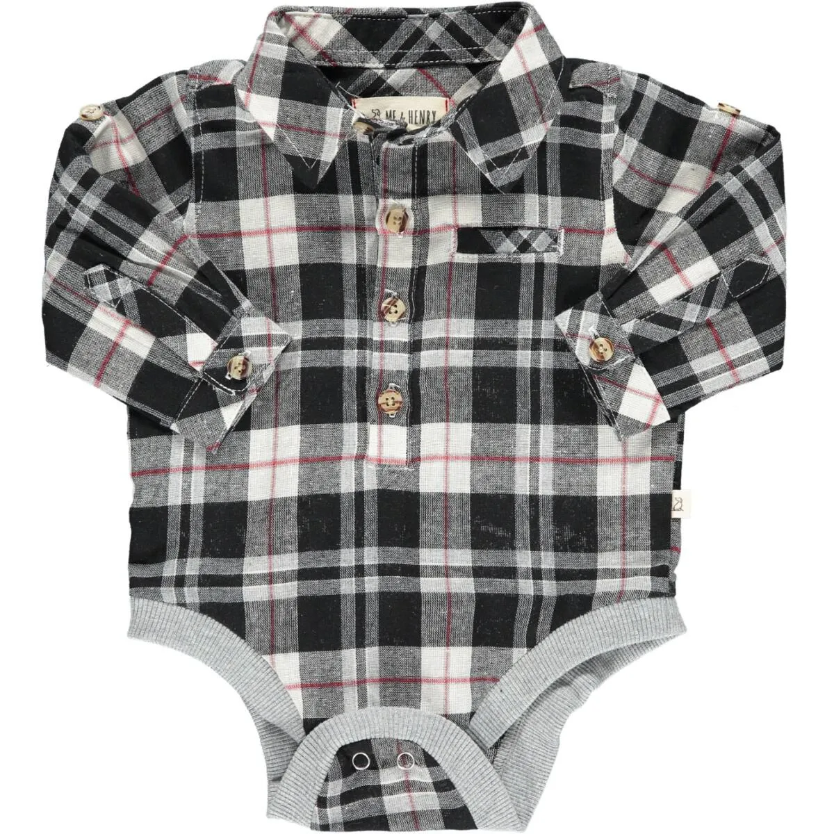 Me & Henry Black / Red / White Jasper Woven Plaid Onesie