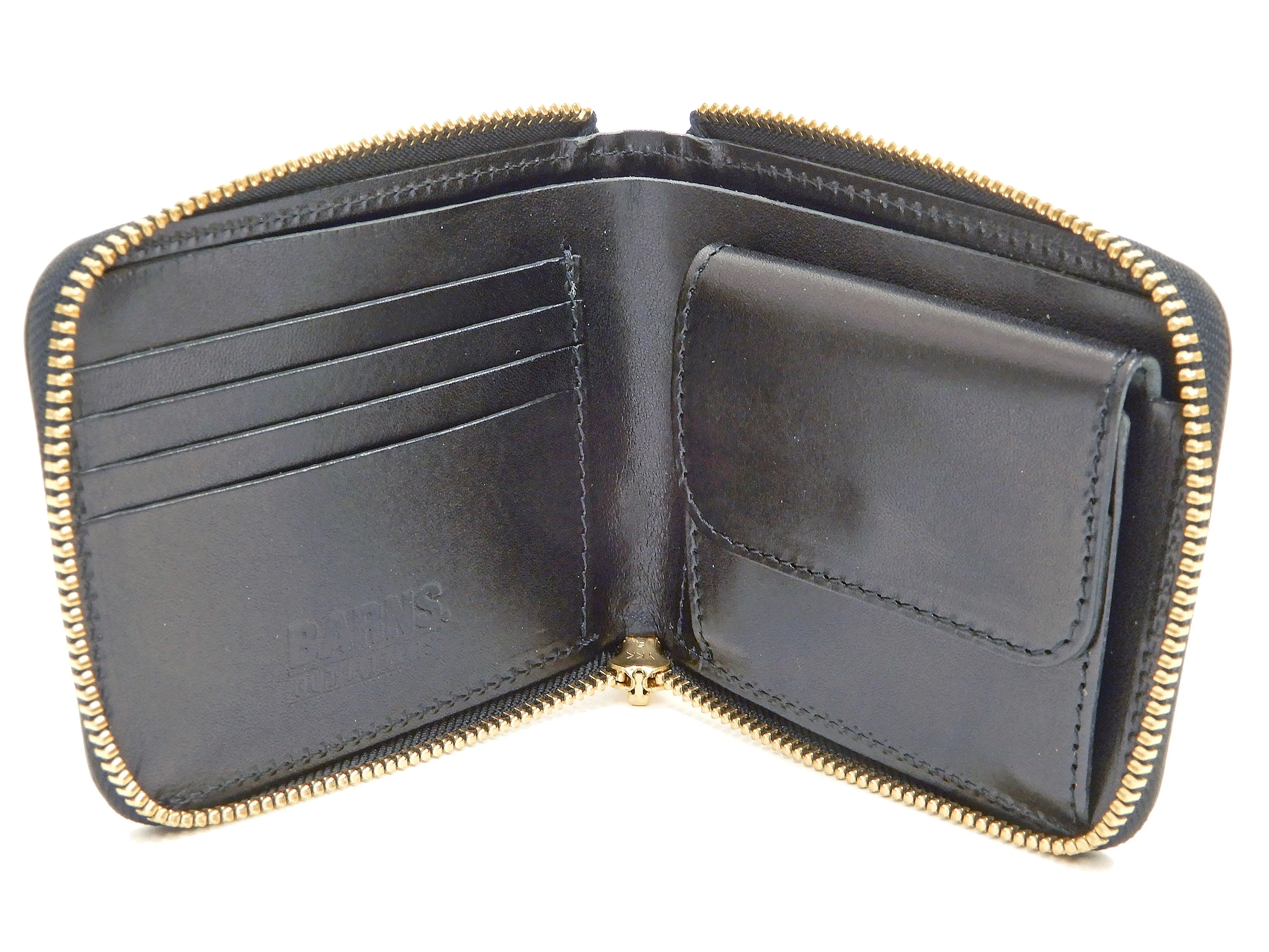 Men's Casual Leather Short Wallet Barns Outfitters Cordovan Zip Around Wallet LE-4319 Black