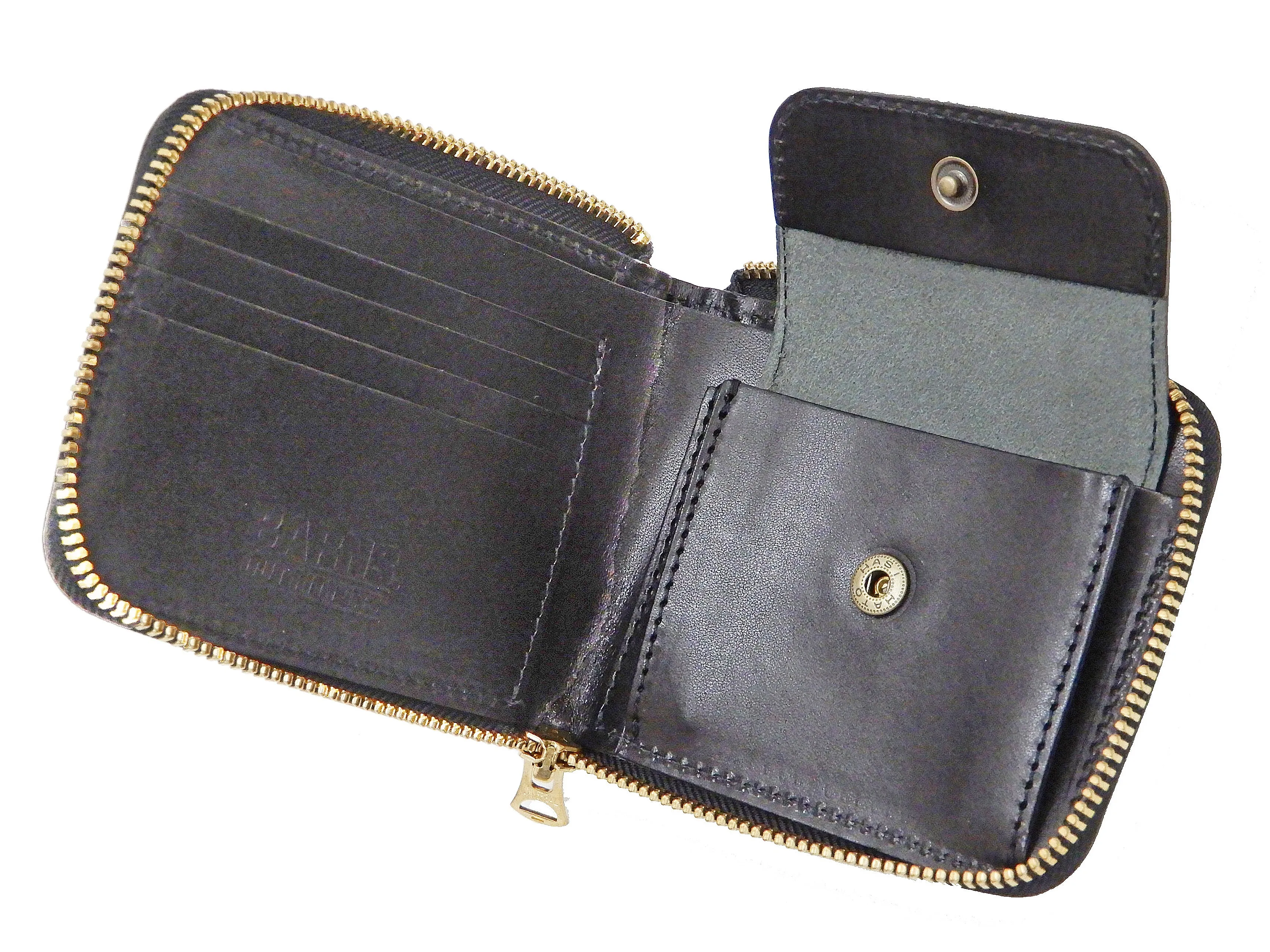 Men's Casual Leather Short Wallet Barns Outfitters Cordovan Zip Around Wallet LE-4319 Black