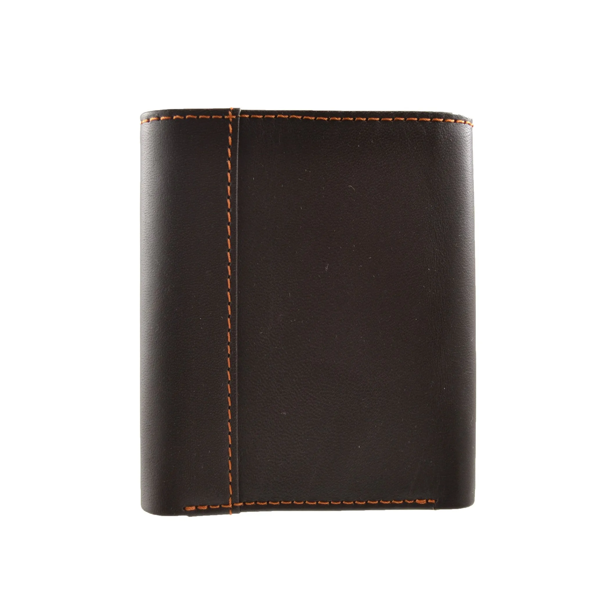 Men's Leather Trifold Wallet - Brown/Orange