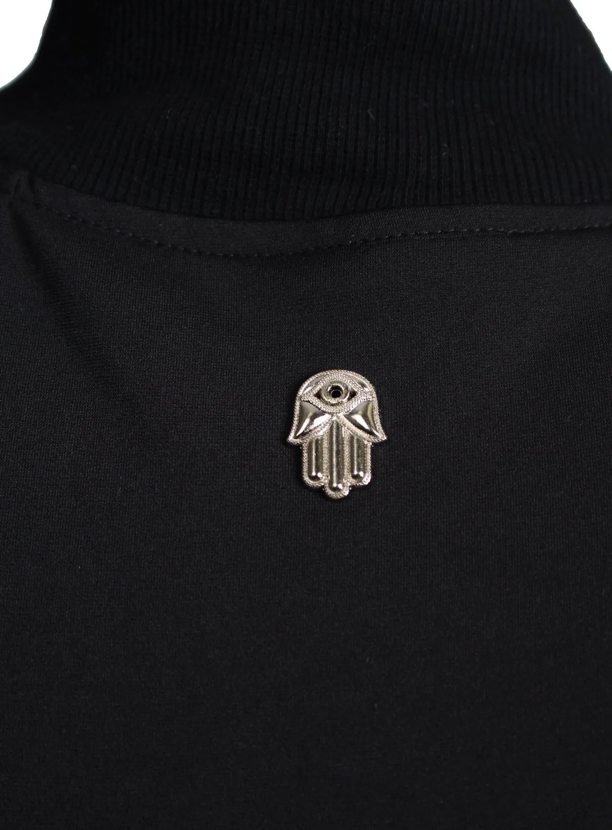 Men's Long Sleeve Track Jacket with Side Stripes-Black