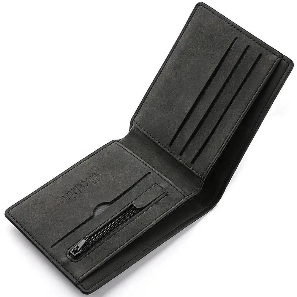 Men's PU Leather Folding Wallet with Card & Coin Slots