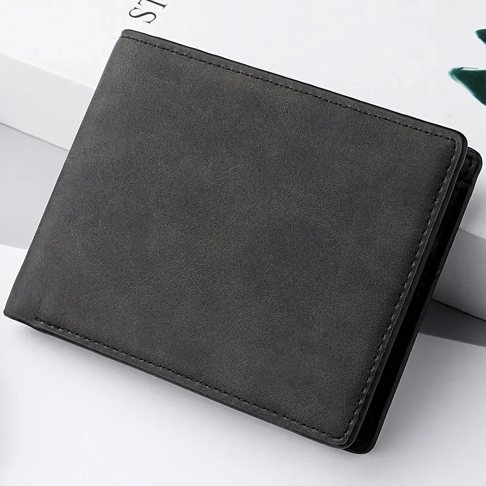 Men's PU Leather Folding Wallet with Card & Coin Slots