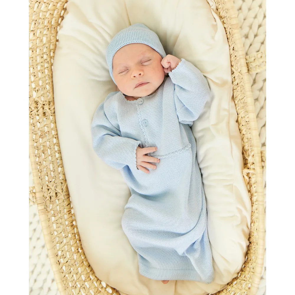 Mercerized Pima Baby Gown -- Blue